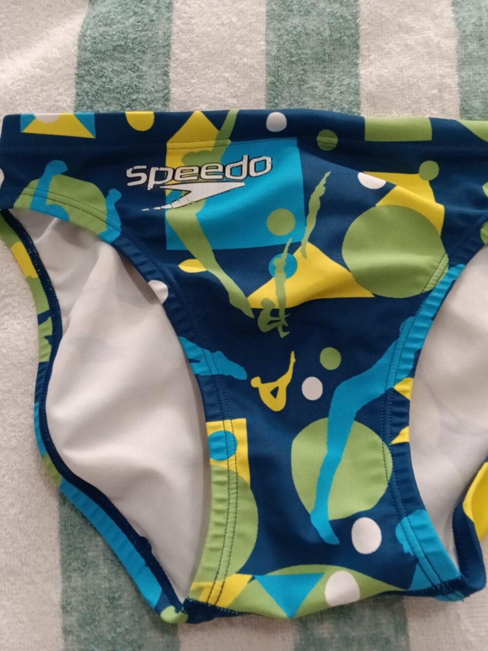 (*) VINTAGE JAPANESE COMPETITIVE SWIM BRIEF, MULTI, JASPO SIZE "O" - (Pre-Owned)